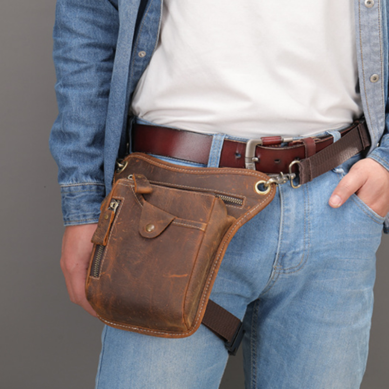 Cycling Commuter Bag - Tas Pinggang Kulit Pu Antik Tas